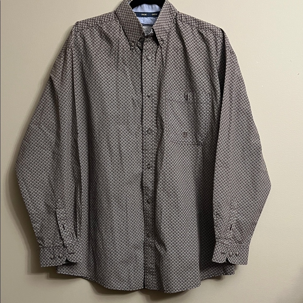 TwentyX Wrangler Men's Geometric Brown Button Down Shirt Size L